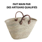 Panier avec poignées en cuir pour faire son marché - Livraison offerte