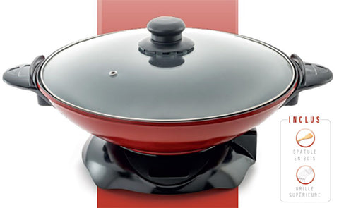 Wok rouge 1500w - Livraison offerte