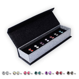 Spécial Saint Valentin : Coffret 7 boucles d'oreilles plaqué or 18 carats en cristaux Swarovski® - Livraison offerte