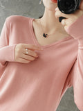 Pull ample col en V pour femme - Livraison offerte